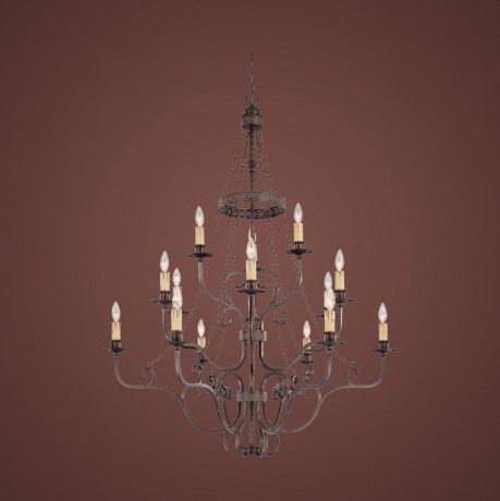 C186-23615-BA By Jeremiah Lighting-Brookshire Manor Collection Burnished Armor Finish 15 Lt Chandelier 