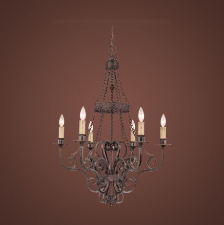 C186-23626-BA By Jeremiah Lighting-Brookshire Manor Collection Burnished Armor Finish 6 Lt Chandelier 