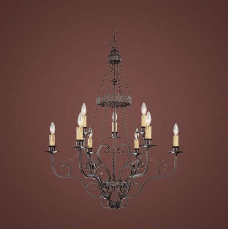 C186-23629-BA By Jeremiah Lighting-Brookshire Manor Collection Burnished Armor Finish 9 Lt Chandelier 