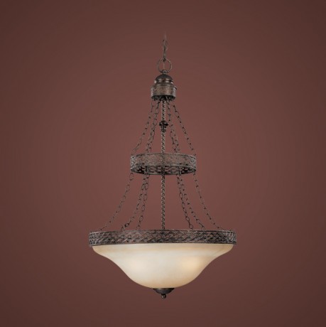 C186-23633-BA By Jeremiah Lighting-Brookshire Manor Collection Burnished Armor Finish 3 Lt Inv Pendant 