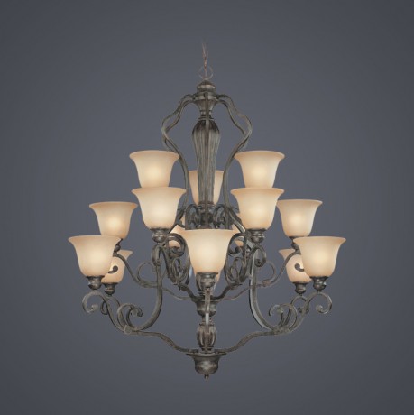 C186-24115-ET By Jeremiah Lighting-Old Burlington Collection English Toffee Finish 15 Lt Chandleir 