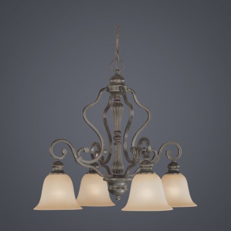 C186-24124-ET By Jeremiah Lighting-Old Burlington Collection English Toffee Finish 4 Lt Down Chandleir 