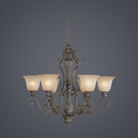 C186-24126-ET By Jeremiah Lighting-Old Burlington Collection English Toffee Finish 6 Lt Chandleir 
