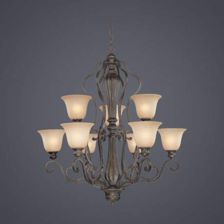 C186-24129-ET By Jeremiah Lighting-Old Burlington Collection English Toffee Finish 9 Lt Chandleir 