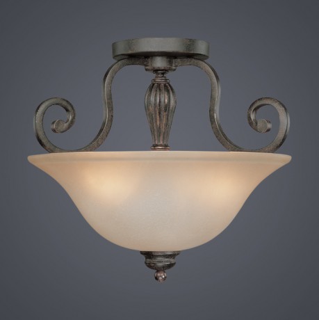 C186-24133-ET By Jeremiah Lighting-Old Burlington Collection English Toffee Finish 3 Lt Semi Flush 