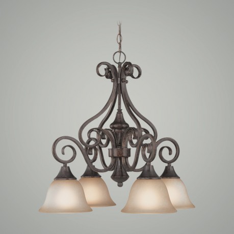 C186-24924-BA By Jeremiah Lighting-Torrey Collection Burnished Armor Finish 4 Lt Down Chandelier 