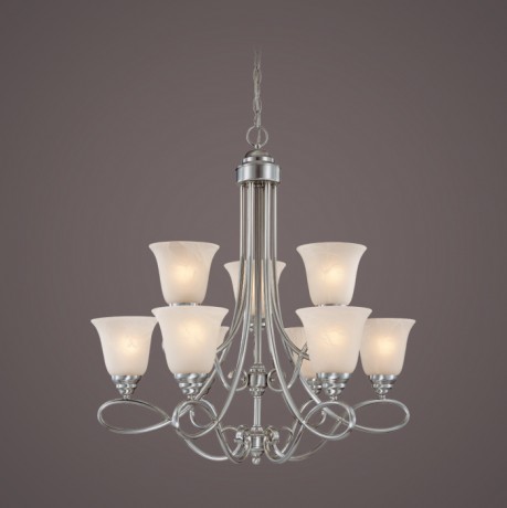 C186-25029-SN By Jeremiah Lighting-Cordova Collection Satin Nickel Finish 9 Lt Chandelier Sn 