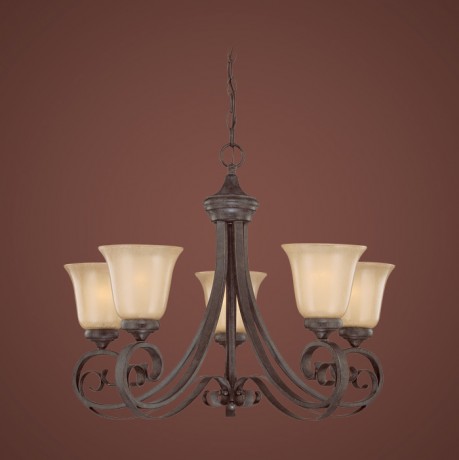 C186-25125-ET By Jeremiah Lighting-Stanton Collection English Toffee Finish 5 Light Chandelier 