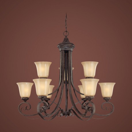 C186-25129-ET By Jeremiah Lighting-Stanton Collection English Toffee Finish 9 Light Chandelier 
