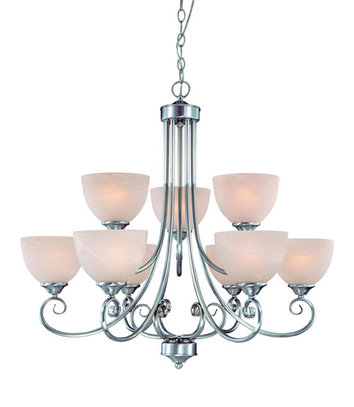 C186-25329-SN By Jeremiah Lighting-Raleigh Collection Satin Nickel Finish 9 Lt Chandelier Sn 