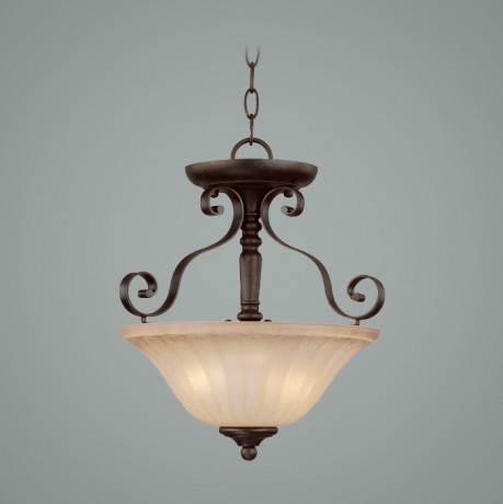 C186-25822-SI By Jeremiah Lighting-Lagrange Collection Seville Iron Finish 2 Lt Semiflush 