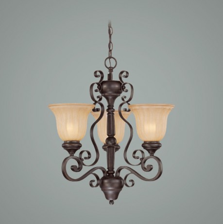 C186-25823-SI By Jeremiah Lighting-Lagrange Collection Seville Iron Finish 3 Lt Chandelier 