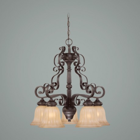 C186-25825-SI By Jeremiah Lighting-Lagrange Collection Seville Iron Finish 5 Lt Chandeleir 