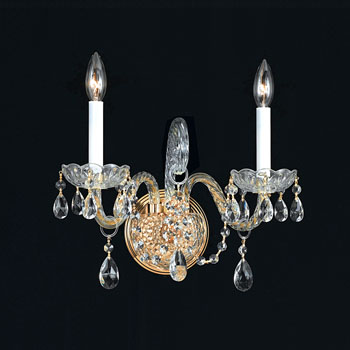 C193-1102-PB-CL-MWP By Crystorama Lighting-Traditional Crystal Collection Polished Brass Finish Wall Sconce