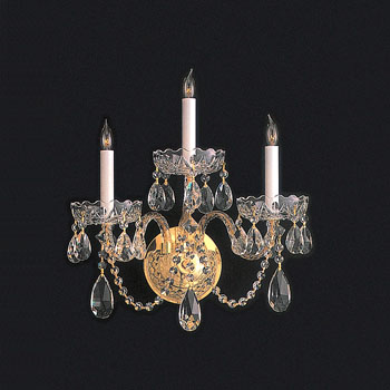 C193-1103-PB-CL-MWP By Crystorama Lighting-Traditional Crystal Collection Polished Brass Finish Wall Sconce