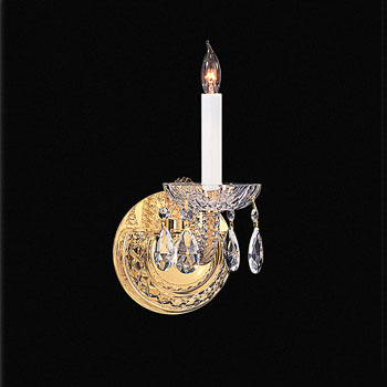 C193-1121-PB-CL-MWP By Crystorama Lighting-Traditional Crystal Collection Polished Brass Finish Wall Sconce