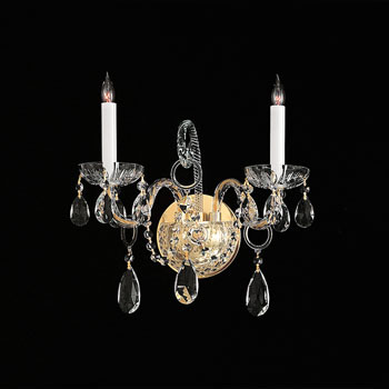 C193-1122-PB-CL-SAQ By Crystorama Lighting-Traditional Crystal Collection Polished Brass Finish Wall Sconce