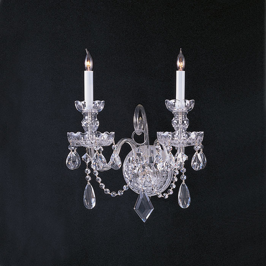C193-1142-CH-CL-SAQ By Crystorama Lighting-Traditional Crystal Collection Chrome Finish Wall Sconce