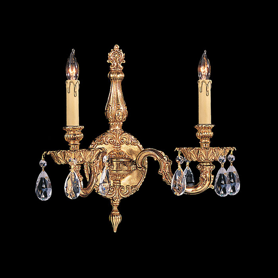 C193-2502-OB-CL-MWP By Crystorama Lighting-Cortland Collection Olde Brass Finish Wall Sconce