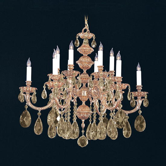 C193-2512-OB-GTS By Crystorama Lighting-Oxford Collection Olde Brass Finish Chandelier