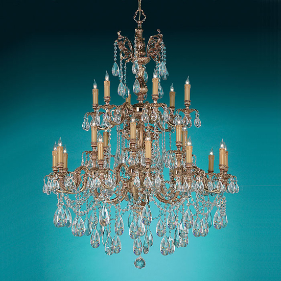C193-2724-OB-CL-S By Crystorama Lighting-Oxford Collection Olde Brass Finish Chandelier
