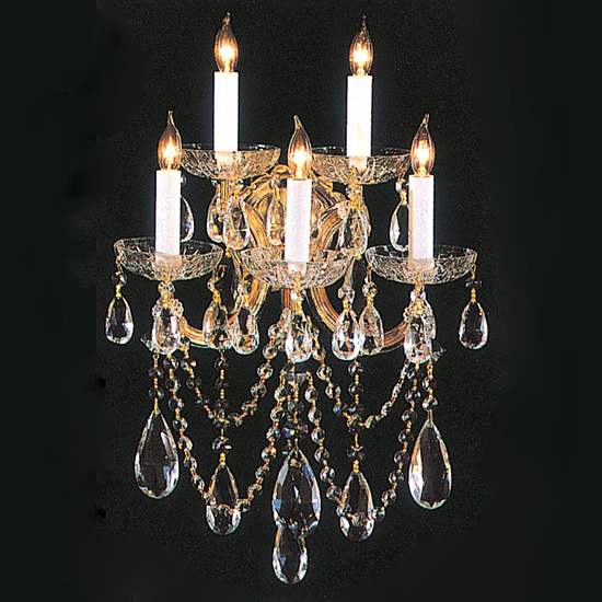 C193-4425-GD-CL-MWP By Crystorama Lighting-Maria Theresa Collection Gold Finish Wall Sconce