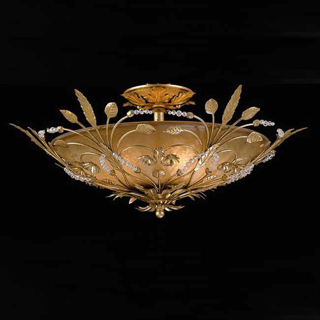 C193-4704-GL By Crystorama Lighting-Vienna Collection Gold Leaf Finish Semi Flush