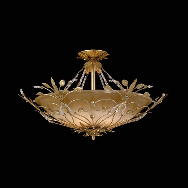 C193-4707-GL By Crystorama Lighting-Vienna Collection Gold Leaf Finish Semi Flush