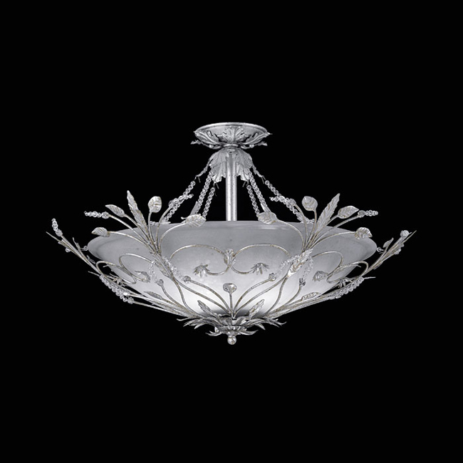 C193-4707-SL By Crystorama Lighting-Vienna Collection Silver Leaf Finish Semi Flush