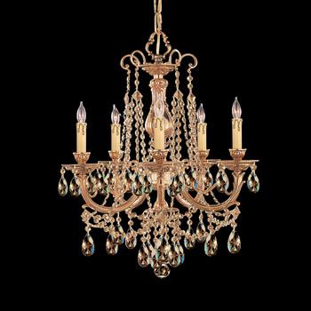 C193-475-OB-GTS By Crystorama Lighting-Etta Collection Olde Brass Finish Chandelier