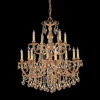 C193-479-OB-GTS By Crystorama Lighting-Etta Collection Olde Brass Finish Chandelier