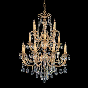 C193-480-OB-CL-SAQ By Crystorama Lighting-Etta Collection Olde Brass Finish Chandelier