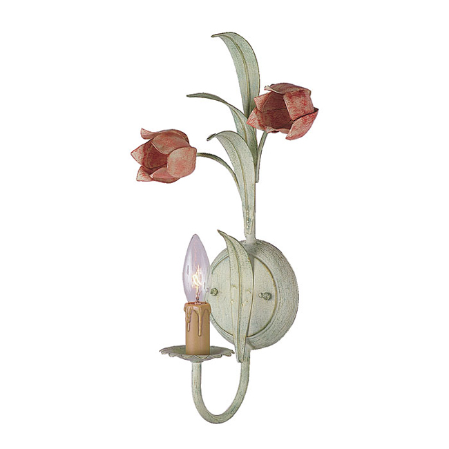 C193-4801-SR By Crystorama Lighting-Southport Collection Sage Green w/Rose Tulips Finish Wall Sconce