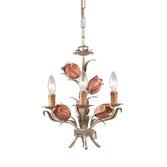 C193-4803-SR By Crystorama Lighting-Southport Collection Sage Green w/Rose Tulips Finish Mini Chandelier
