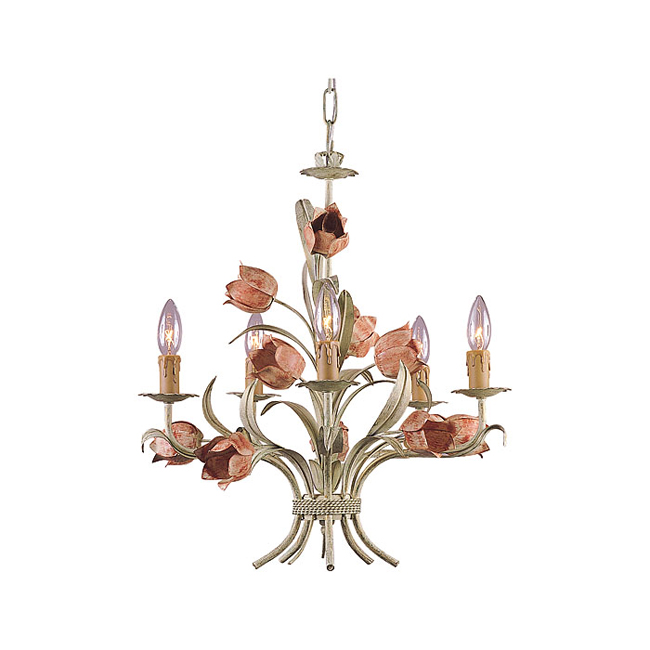 C193-4805-SR By Crystorama Lighting-Southport Collection Sage Green w/Rose Tulips Finish Chandelier