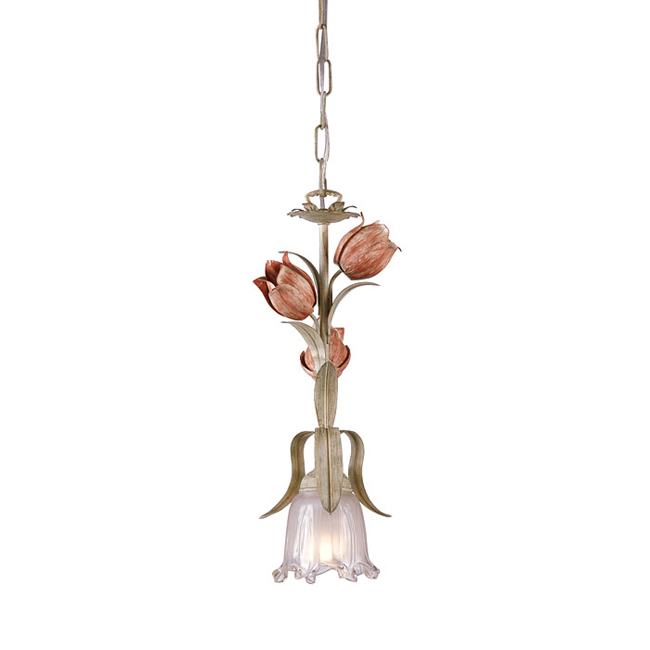 C193-4821-SR By Crystorama Lighting-Southport Collection Sage Green w/Rose Tulips Finish Pendant