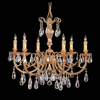 C193-496-OB-CL-S By Crystorama Lighting-Etta Collection Olde Brass Finish Chandelier