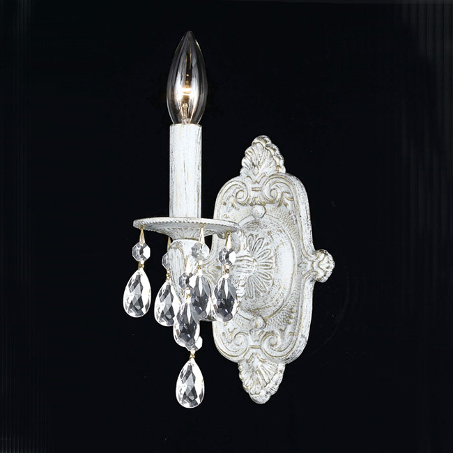 C193-5021-AW-CL-SAQ By Crystorama Lighting-Sutton Collection Antique White Finish Wall Sconce