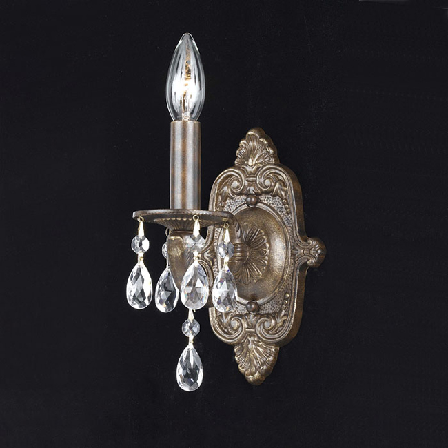 C193-5021-VB-CL-SAQ By Crystorama Lighting-Sutton Collection Venetian Bronze Finish Wall Sconce