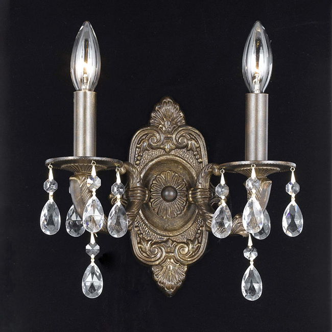 C193-5022-VB-CL-MWP By Crystorama Lighting-Sutton Collection Venetian Bronze Finish Wall Sconce