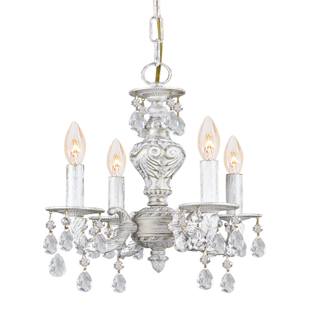 C193-5024-AW-CL-SAQ By Crystorama Lighting-Sutton Collection Antique White Finish Mini Chandelier