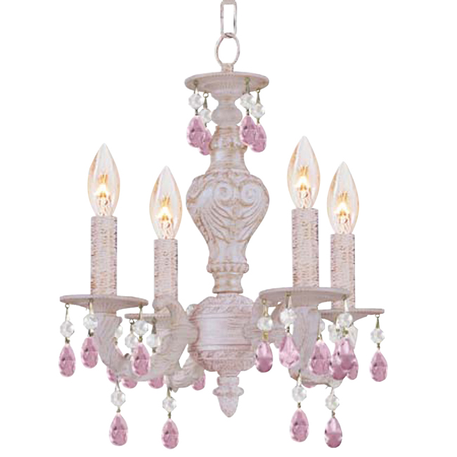 C193-5024-AW-RO-MWP By Crystorama Lighting-Sutton Collection Antique White Finish Mini Chandelier