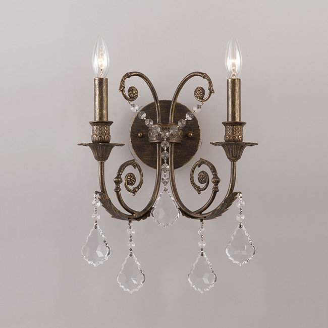C193-5112-EB-CL-S By Crystorama Lighting-Regis Collection English Bronze Finish Wall Sconce