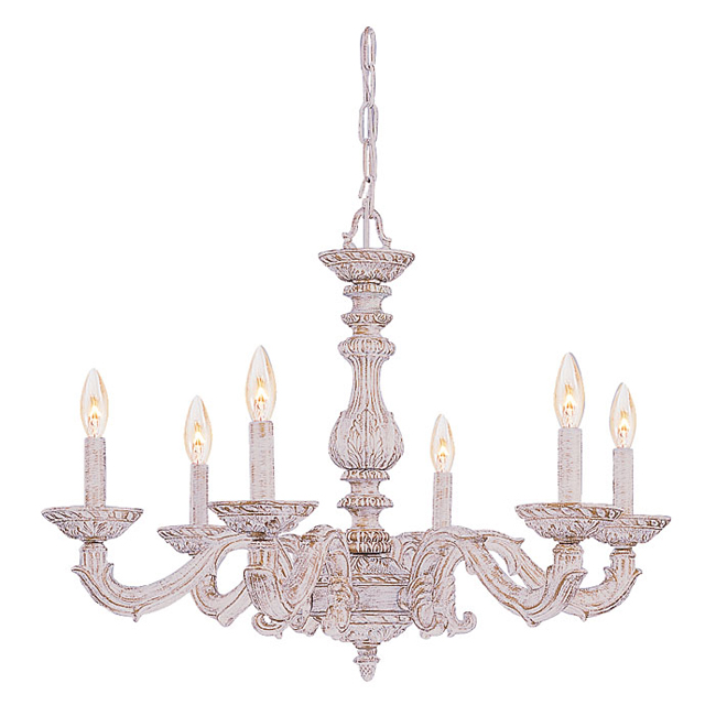 C193-5126-AW By Crystorama Lighting-Abbie Collection Antique White Finish Chandelier
