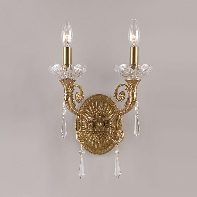 C193-5152-AG-CL-MWP By Crystorama Lighting-Regal Collection Aged Brass Finish Wall Sconce