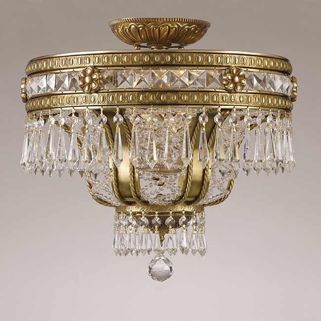 C193-5153-AG-CL-MWP By Crystorama Lighting-Regal Collection Aged Brass Finish Semi Flush Mount