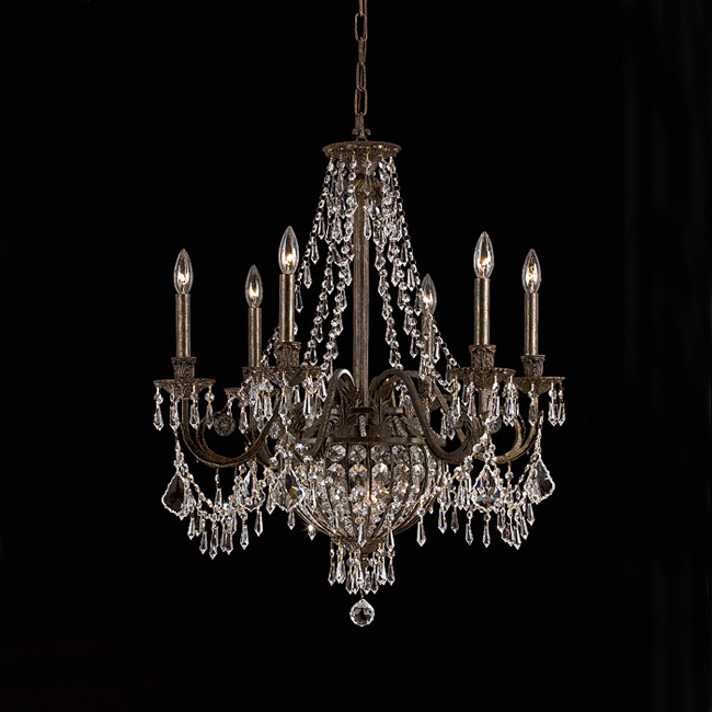 C193-5166-EB-CL-MWP By Crystorama Lighting-Vanderbilt Collection English Bronze Finish Chandelier