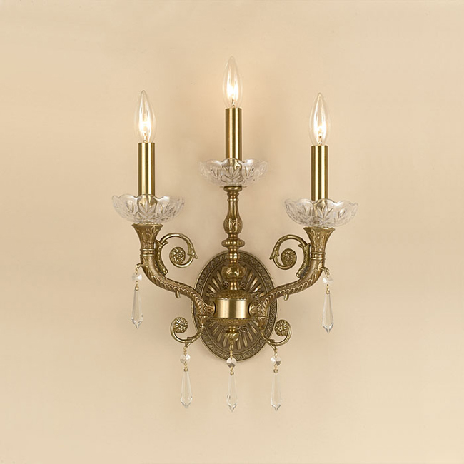 C193-5173-AG-CL-SAQ By Crystorama Lighting-Regal Collection Aged Brass Finish Wall Sconce
