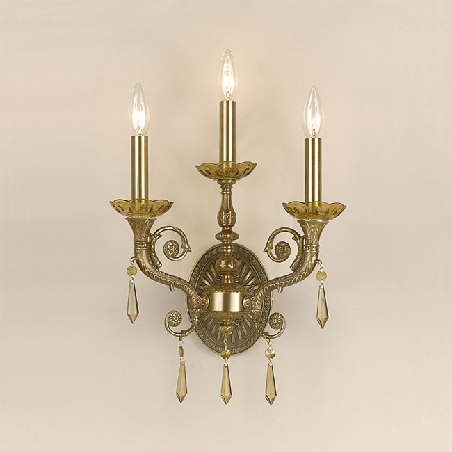 C193-5173-AG-GTS By Crystorama Lighting-Regal Collection Aged Brass Finish Wall Sconce