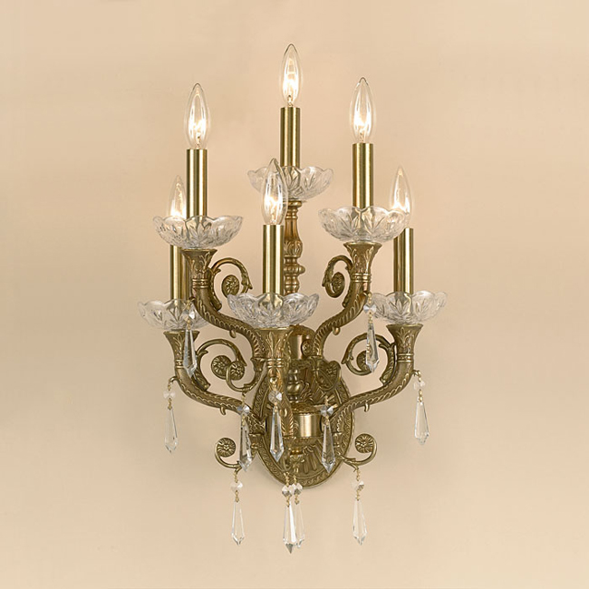 C193-5176-AG-CL-SAQ By Crystorama Lighting-Regal Collection Aged Brass Finish Wall Sconce